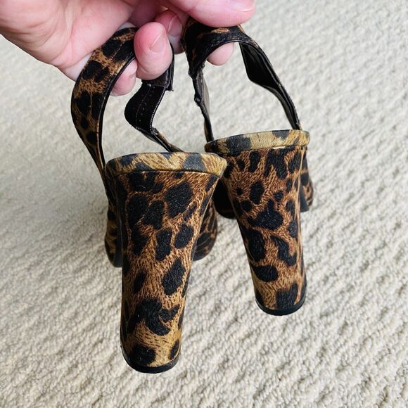 Nicole Miller Sexy High Heel Slingback Pumps Brown Animal Print Dressy Shoe US 7 - Picture 6 of 11